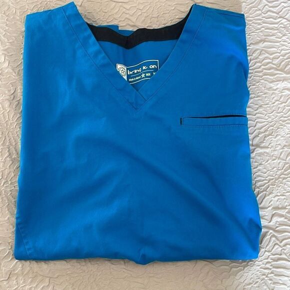Bio Bring it On Medical Scrub Top. Size XL Blue - Picture 7 of 9